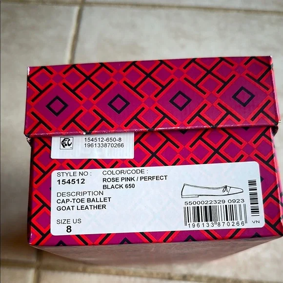 Tory Burch Rose Pink Cap-Toe Ballet Flats - Picture 6 of 6